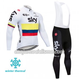 Conjunto Maillot + Culotte largo con tirantes Invierno Termico 2018 Team Sky N003